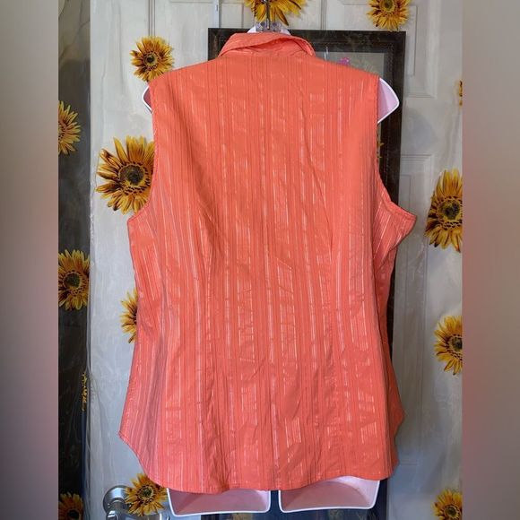 Cato casual solid orange sleeveless button front size 16W - Picture 2 of 4